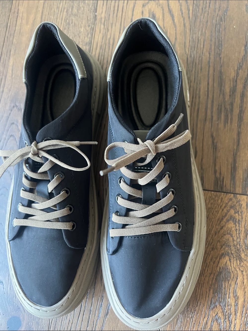 Men's Casual Black Canvas Sneakers with Tan Accents